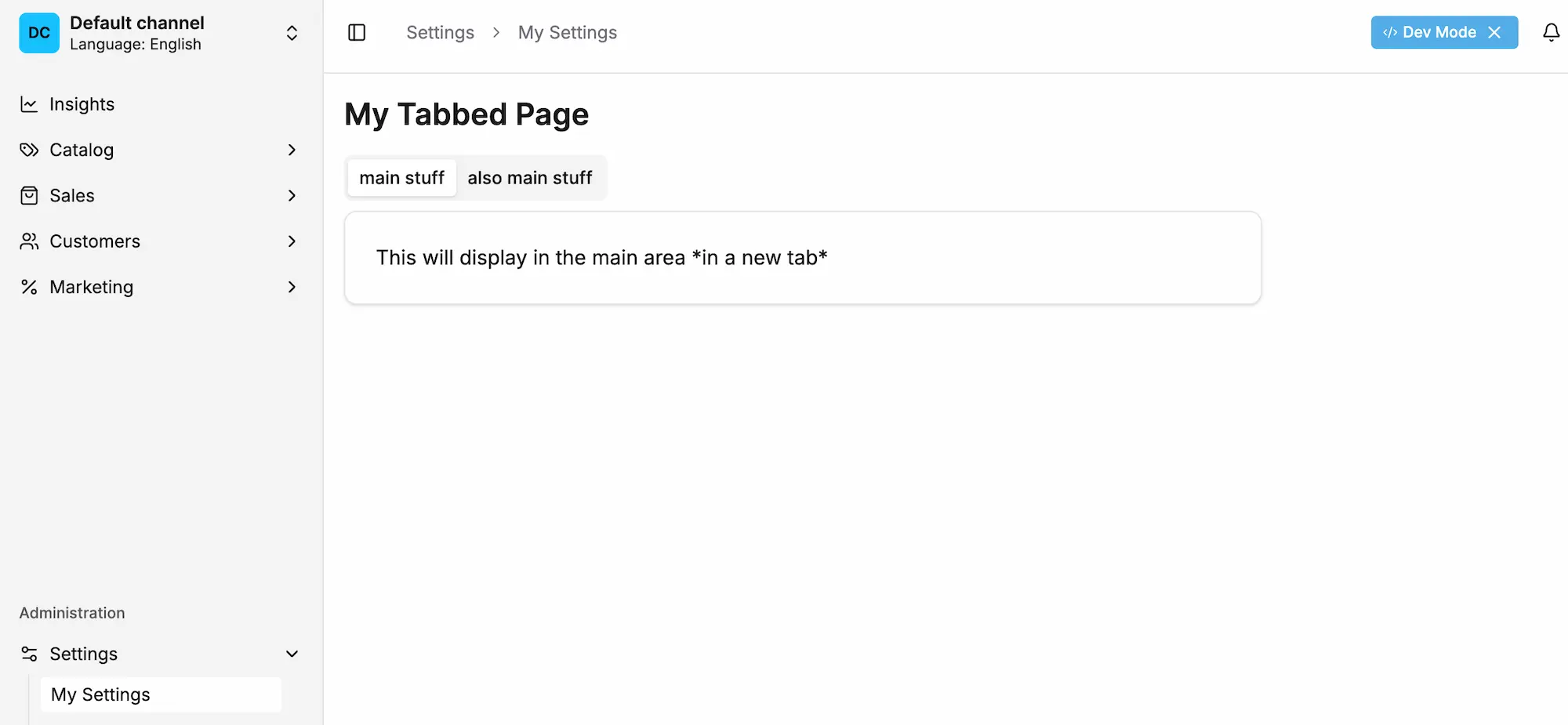 Tabbed Page Example